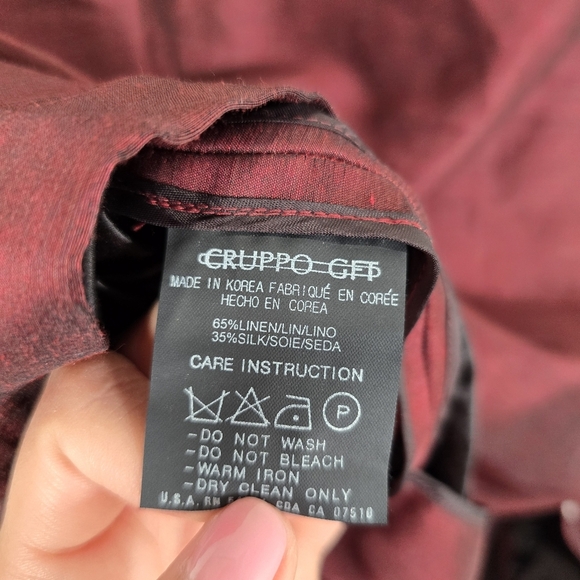 NWT Emanuel Ungaro Zip Up Linen Silk Blazer Size 8/42 Burgundy Lightweight - Picture 8 of 8